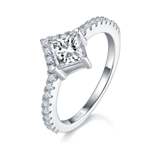 Princess cut moissanite engagement ring set, second view